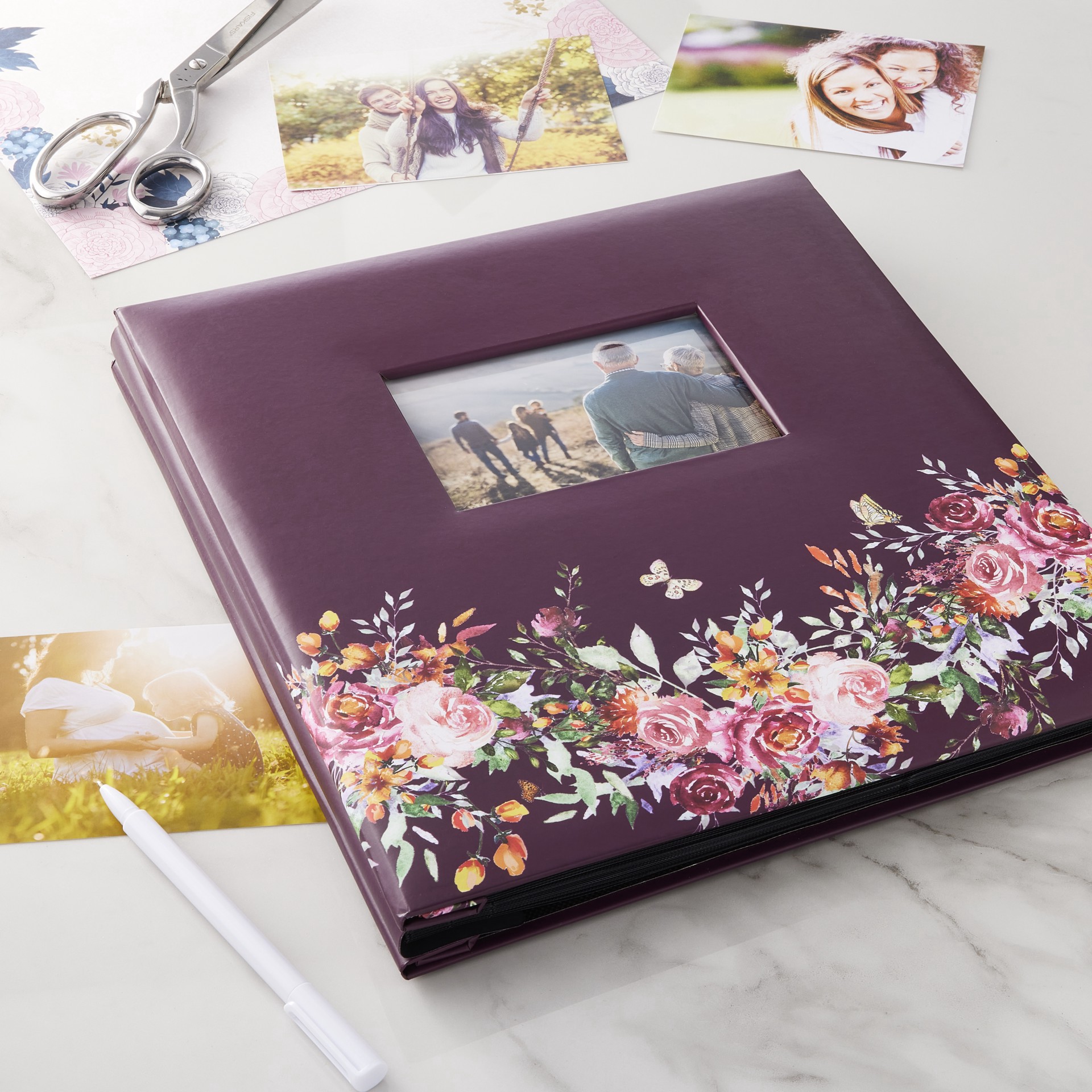 slide 2 of 3, Purple Floral Photo Album By Recollections, 12.4 in x 13.5 in