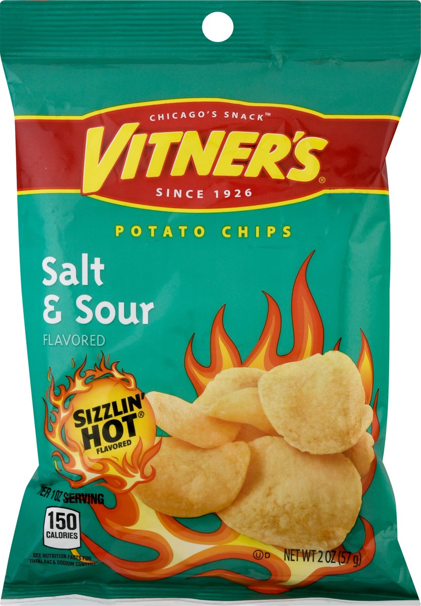 slide 1 of 9, Vitner's Vitner Sizzln Salt&Sour Chips, 2 oz