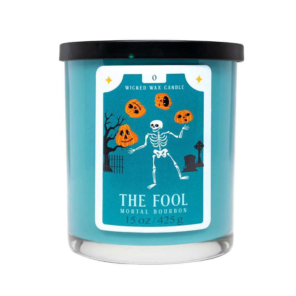 slide 1 of 3, House of Velas Halloween Jar Candle The Fool, 15 oz