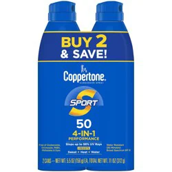 Coppertone Sport SPF 50 Sunscreen Spray Twinpack - 2-11 oz