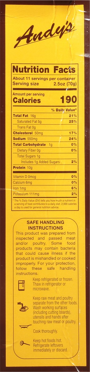 slide 7 of 9, Andy's Smoked Sausage, 28 oz