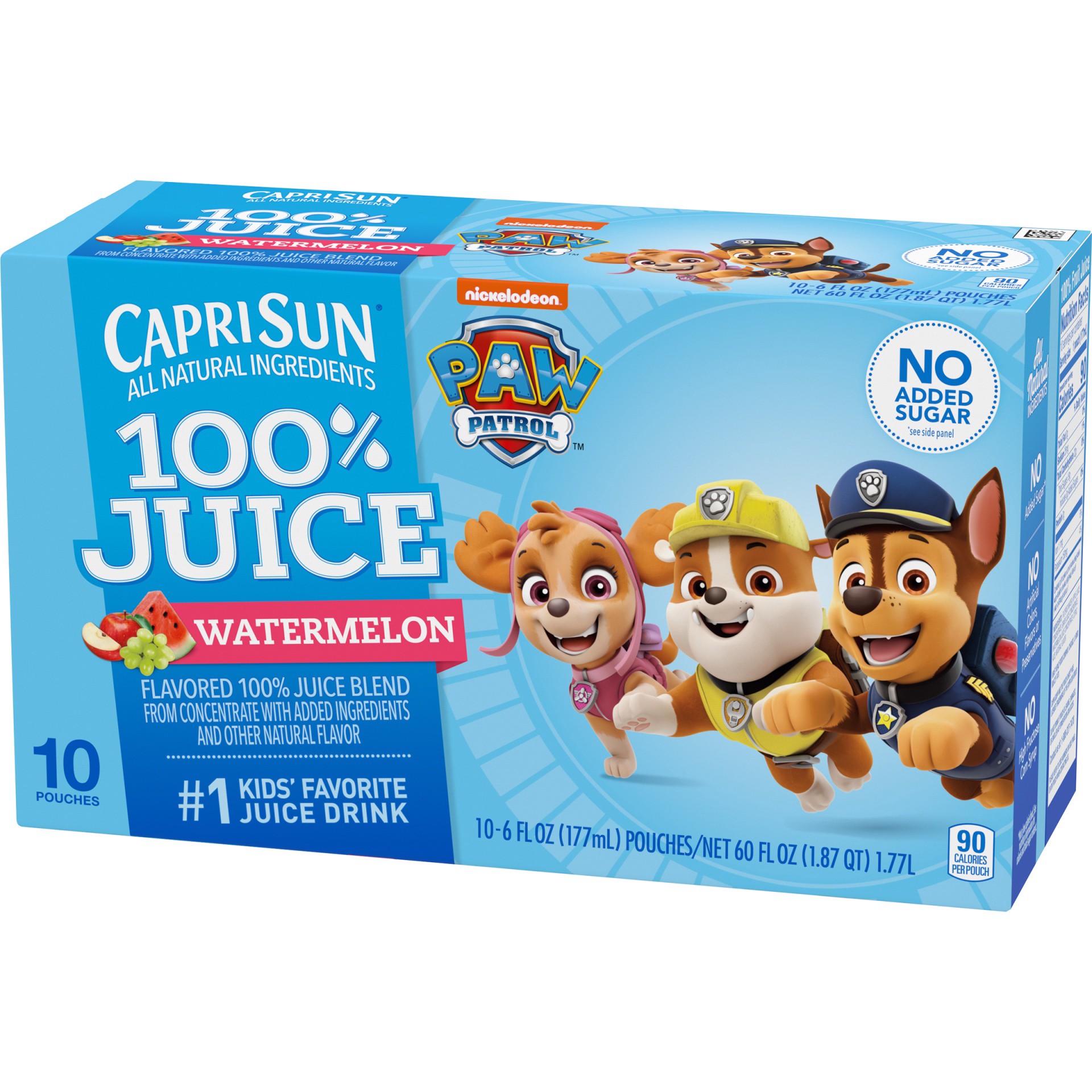 slide 7 of 7, Capri Sun Watermelon Flavored 100% Juice Blend from Concentrate with added ingredients and other natural flavor 10 ct Box, 6 fl oz Pouches, 10 ct