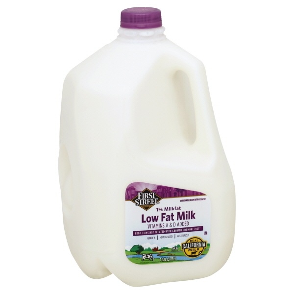 slide 1 of 1, First Street 1% Low Fat Milk, 128 fl oz