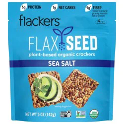 Flackers Organic Plant-Based Flax Seed Sea Salt Crackers 5 oz