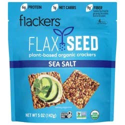 Flackers Organic Plant-Based Flax Seed Sea Salt Crackers 5 oz