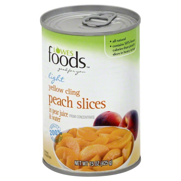 slide 1 of 1, Lowes Foods Light Peach Slices In Juice & Water, 15 oz