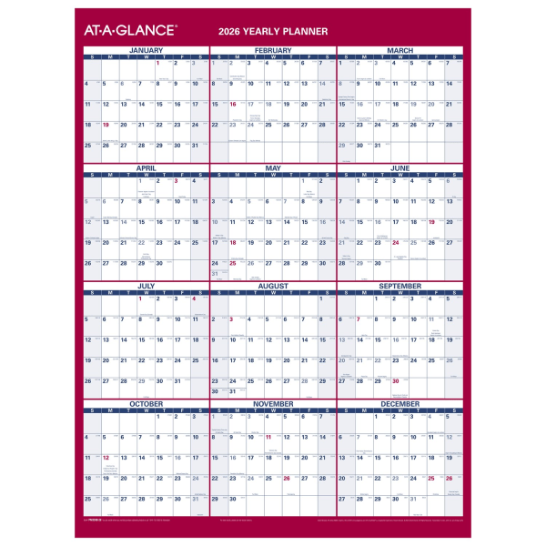 slide 3 of 7, AT-A-GLANCE® 2026 Vertical Horizontal Reversible Erasable Yearly Wall Calendar, Small, 12"" x 16"", 1 ct