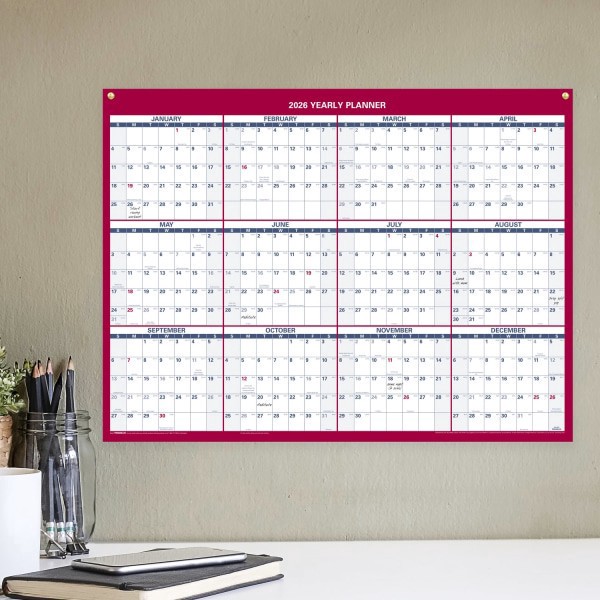 slide 2 of 7, AT-A-GLANCE® 2026 Vertical Horizontal Reversible Erasable Yearly Wall Calendar, Small, 12"" x 16"", 1 ct