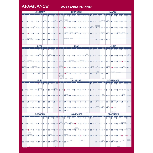slide 6 of 7, AT-A-GLANCE® 2026 Vertical Horizontal Reversible Erasable Yearly Wall Calendar, Small, 12"" x 16"", 1 ct