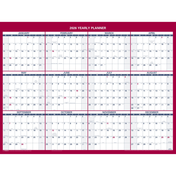 slide 7 of 7, AT-A-GLANCE® 2026 Vertical Horizontal Reversible Erasable Yearly Wall Calendar, Small, 12"" x 16"", 1 ct