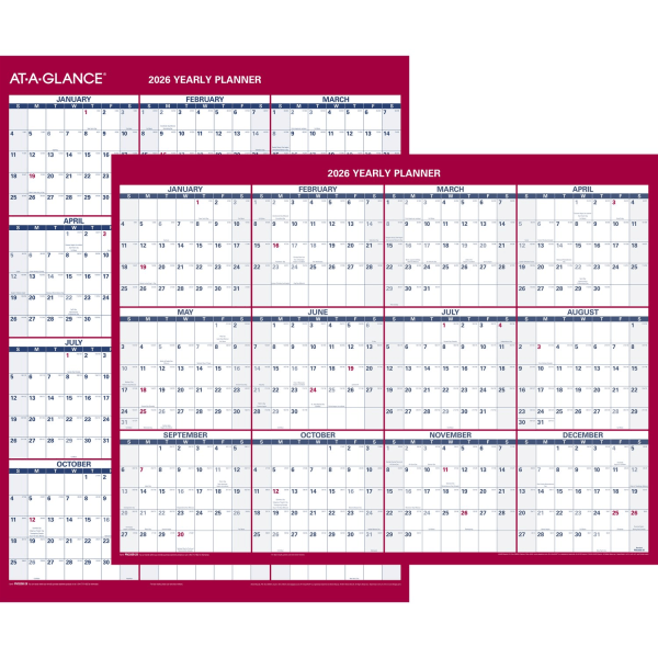 slide 4 of 7, AT-A-GLANCE® 2026 Vertical Horizontal Reversible Erasable Yearly Wall Calendar, Small, 12"" x 16"", 1 ct