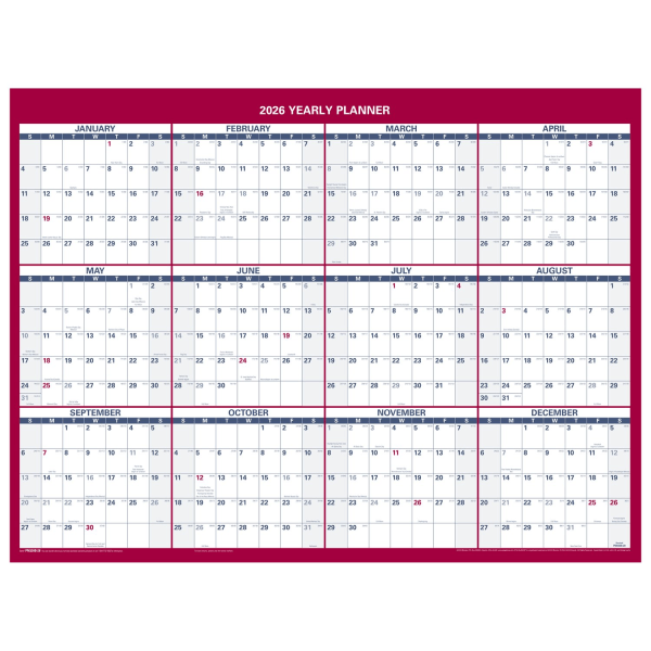 slide 1 of 7, AT-A-GLANCE® 2026 Vertical Horizontal Reversible Erasable Yearly Wall Calendar, Small, 12"" x 16"", 1 ct