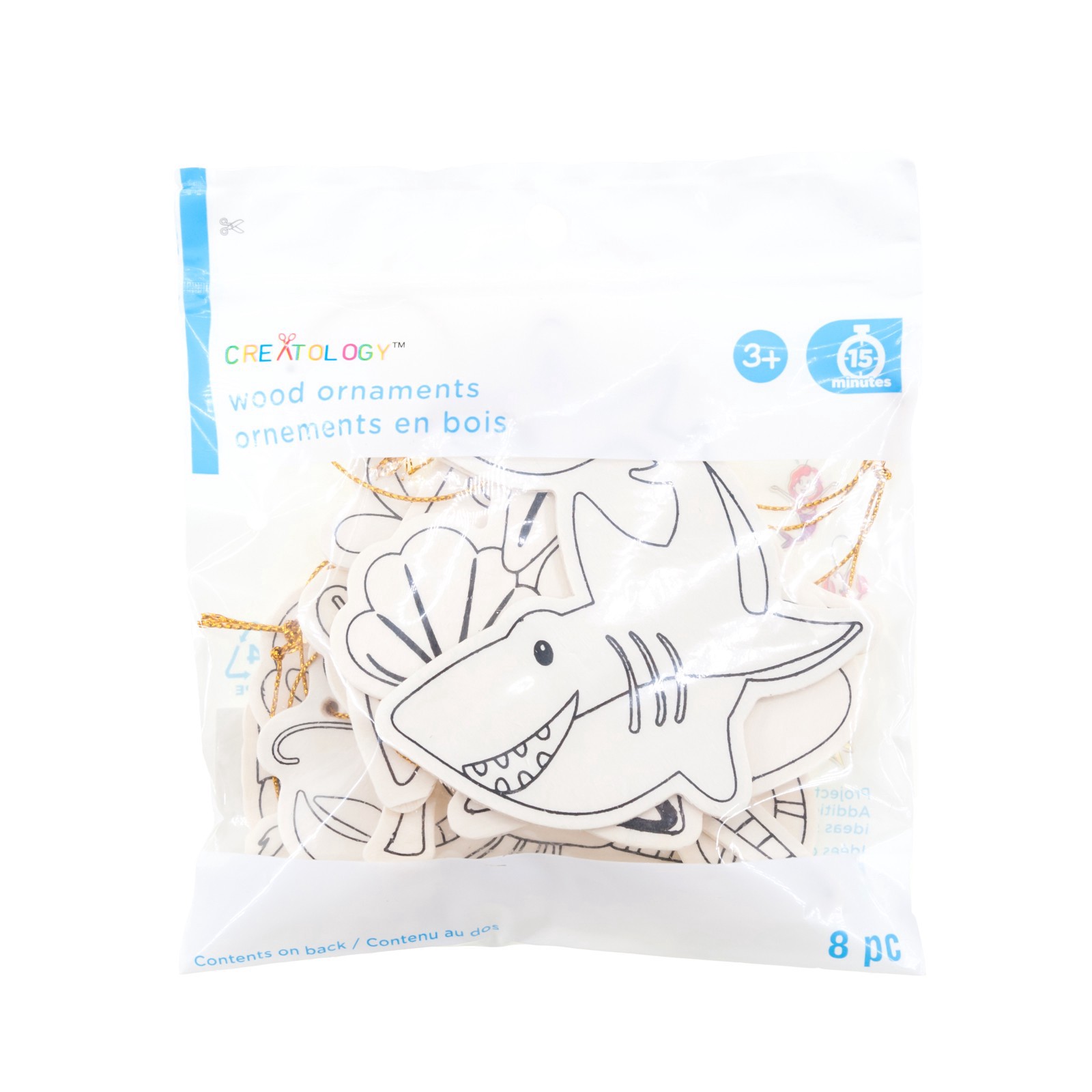 slide 2 of 2, Sealife Color-In Wood Ornaments By Creatology, makes 8 ornaments