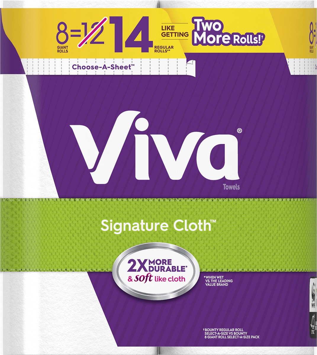 slide 2 of 8, Viva Choose-A-Size White Paper Towels Giant Rolls, 8 ct