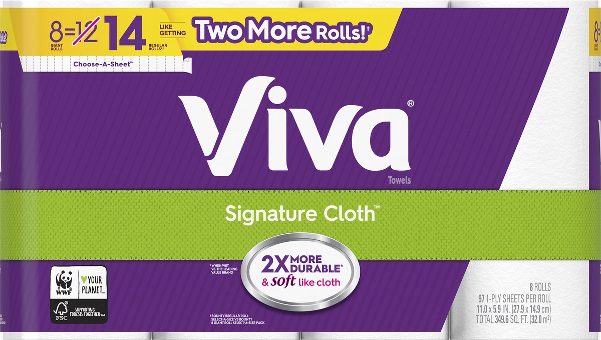 slide 5 of 8, Viva Choose-A-Size White Paper Towels Giant Rolls, 8 ct