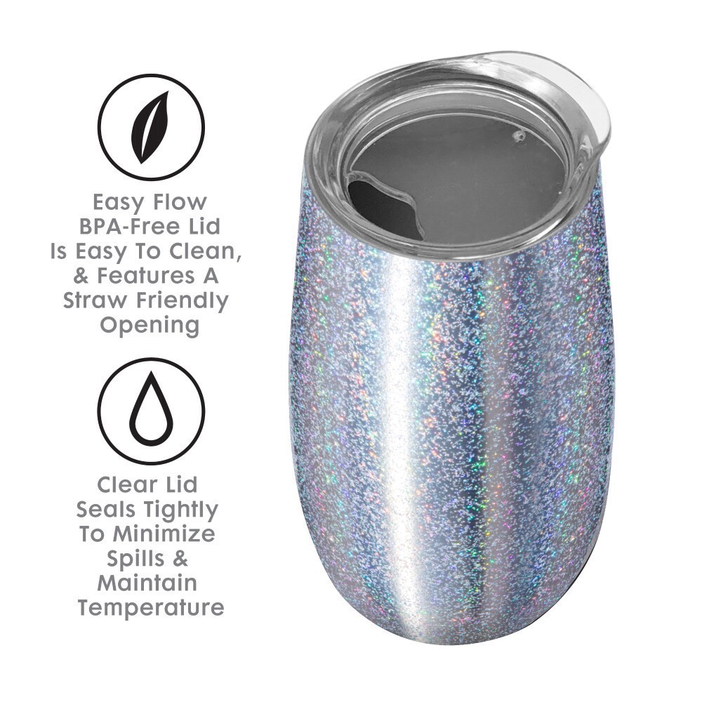 slide 2 of 2, Oggi Sparkle Silver Flute Tumbler, 6 oz