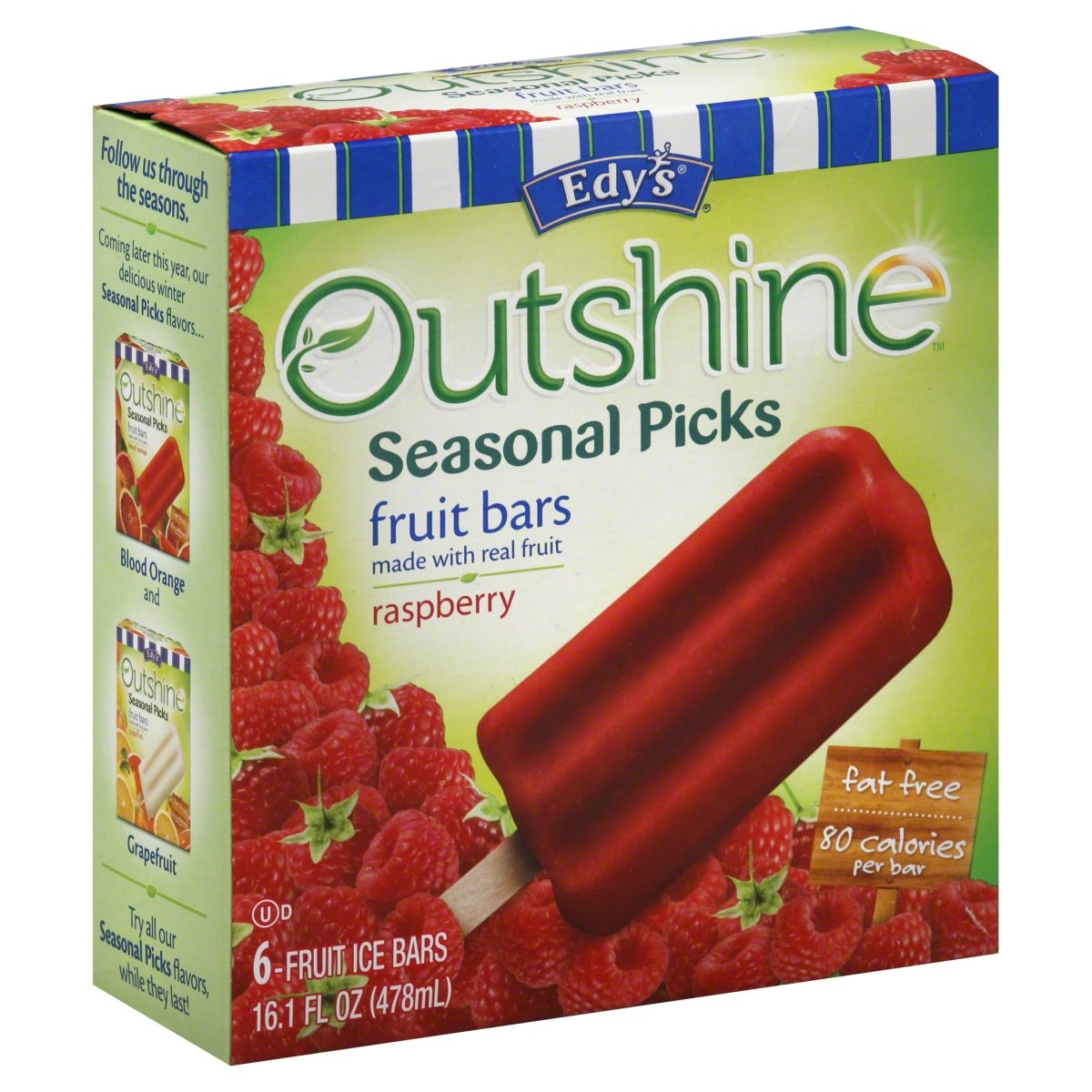 slide 1 of 4, Edy's Outshine Seasonal Picks Fruit Bars - Raspberry, 6 ct