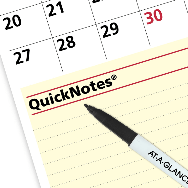 slide 4 of 8, AT-A-GLANCE® QuickNotes® 2026 Reversible Erasable Monthly Yearly Wall Calendar, Small, 16"" x 12"", 1 ct