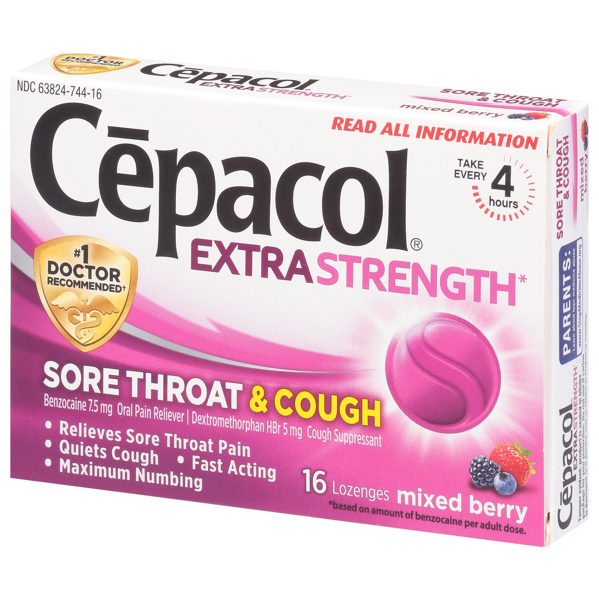slide 2 of 9, Cepacol Extra Strength Mixed Berry Sore Throat & Cough 16 Lozenges, 16 ct