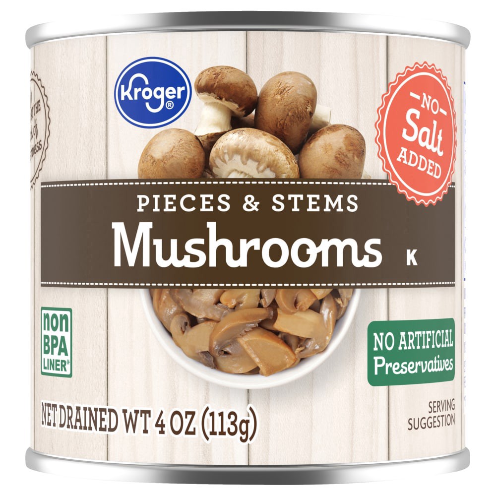 slide 1 of 4, Kroger® Mushrooms Pieces and Stems No Salt Added, 4 oz
