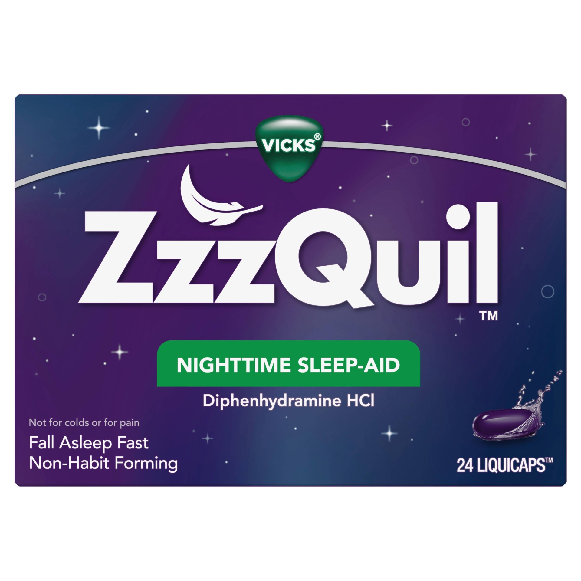 slide 1 of 2, ZzzQuil Nighttime Sleep-Aid LiquiCaps - Diphenhydramine HCl, 24 ct