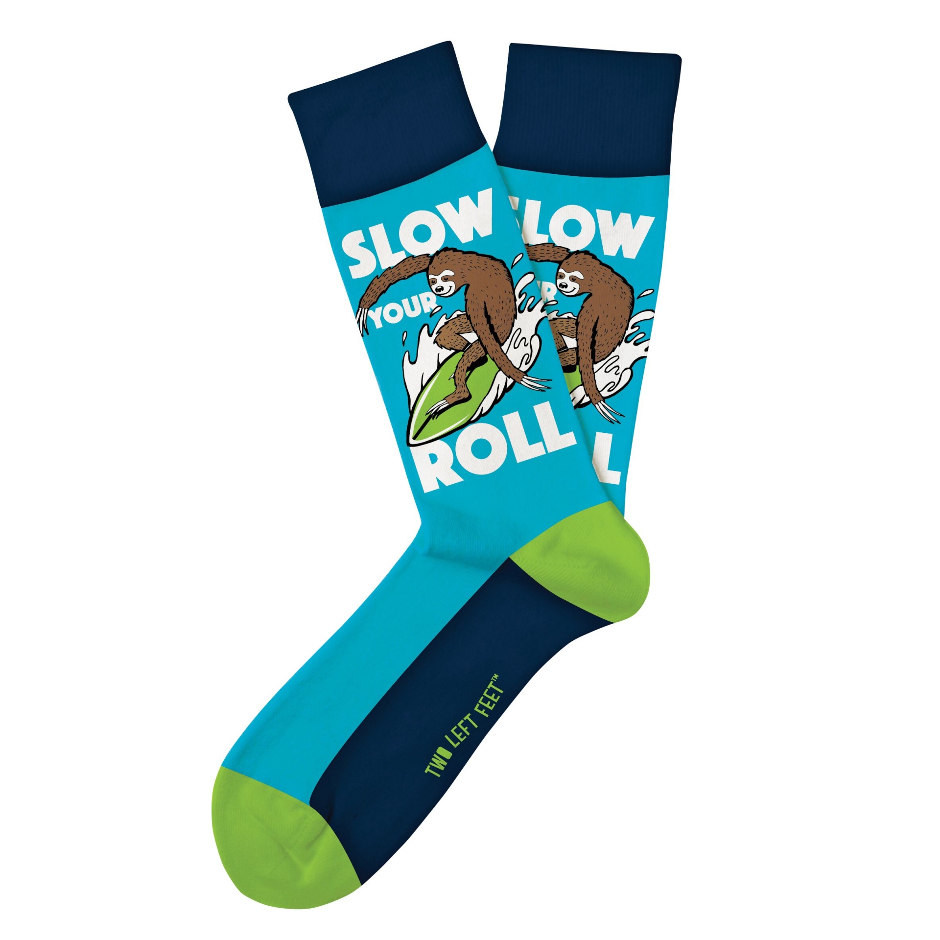 slide 1 of 1, Two Left Feet Slow Your Roll Big Feet Socks, 1 pair