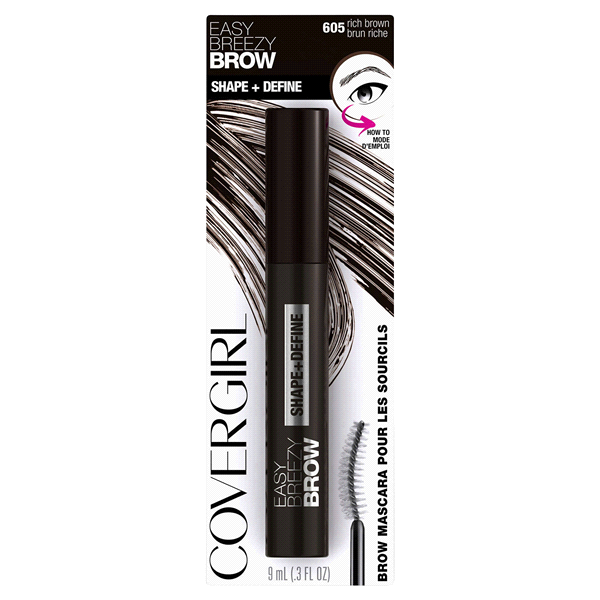 slide 1 of 9, Covergirl Easy Breezy Brow Shape Define - 605 Rich Brown, 0.024 fl oz