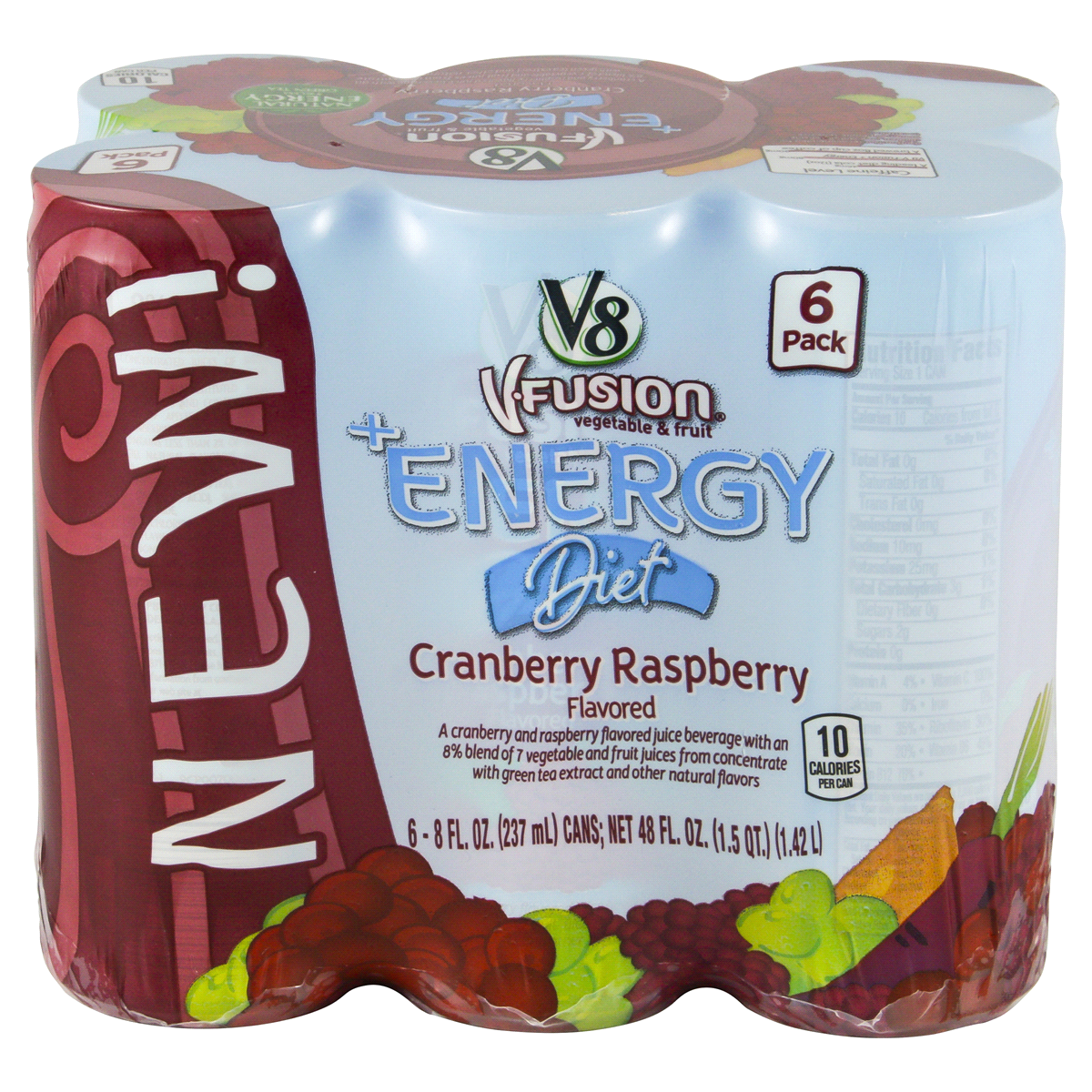 slide 2 of 4, V8 +Energy Diet Cranberry Raspberry Juice, 6 ct; 8 fl oz