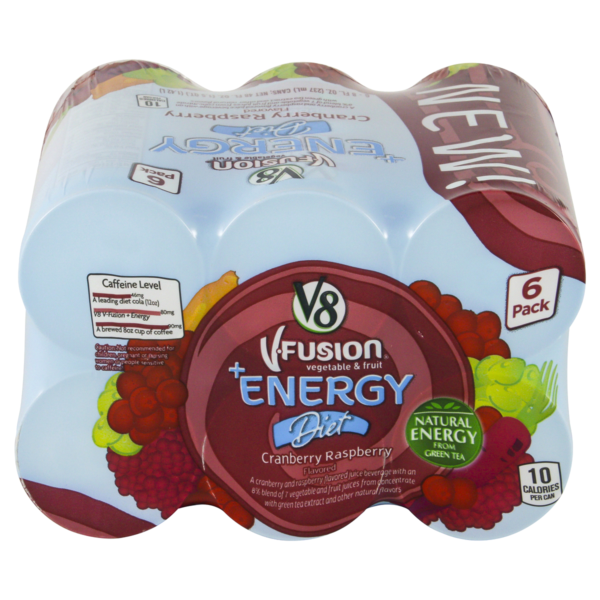 slide 3 of 4, V8 +Energy Diet Cranberry Raspberry Juice, 6 ct; 8 fl oz
