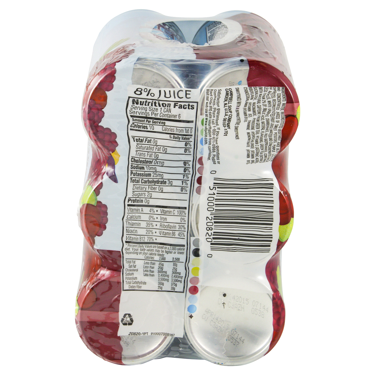 slide 4 of 4, V8 +Energy Diet Cranberry Raspberry Juice, 6 ct; 8 fl oz