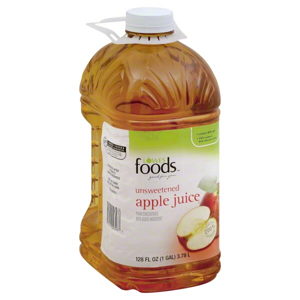 slide 1 of 1, Lowes Foods Apple Juice Unsweetened - 128 oz, 128 oz