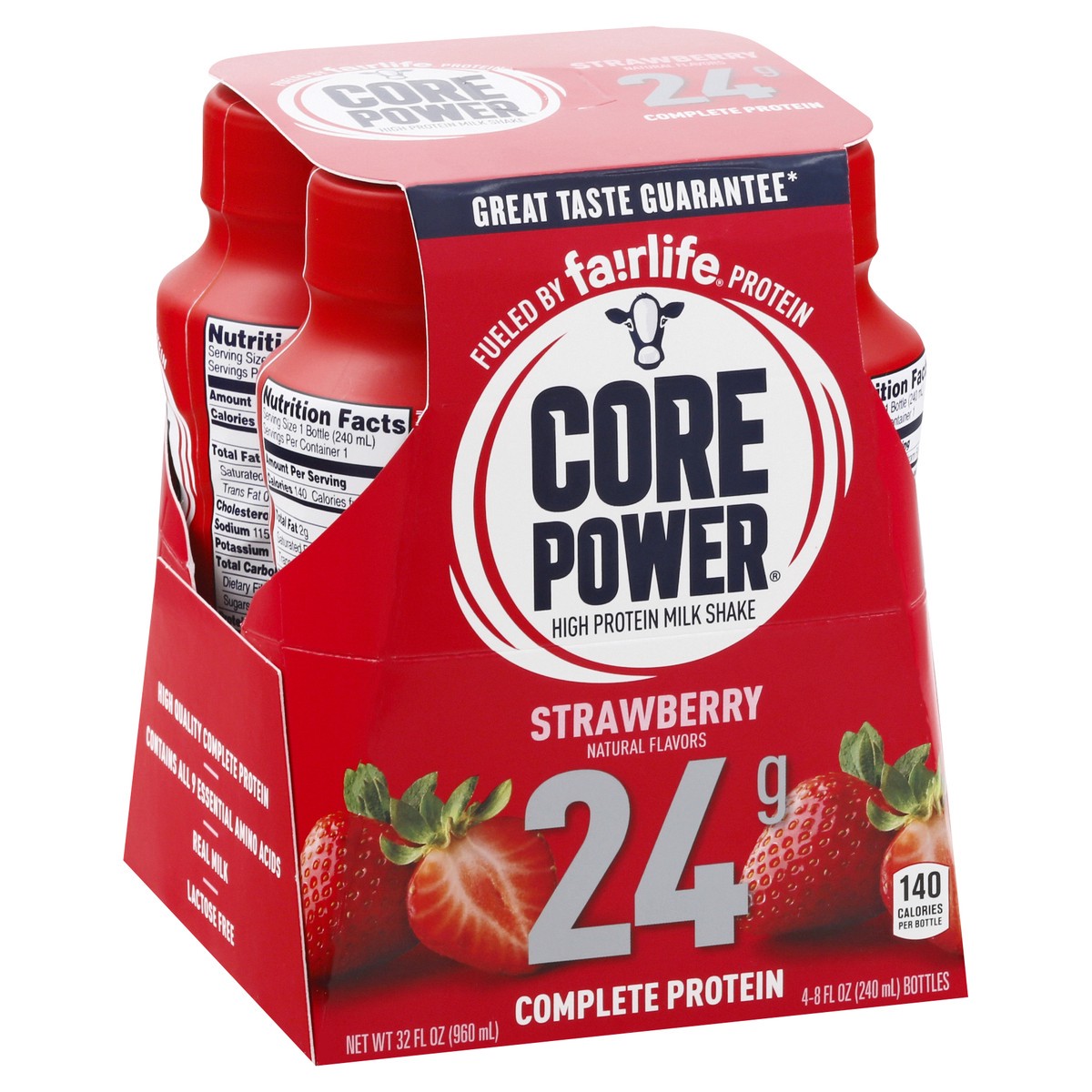 slide 2 of 10, Core Power High Protein Strawberry Milk Shake 4 ea, 4 ct