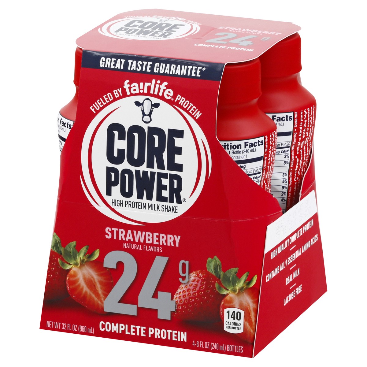 slide 3 of 10, Core Power High Protein Strawberry Milk Shake 4 ea, 4 ct