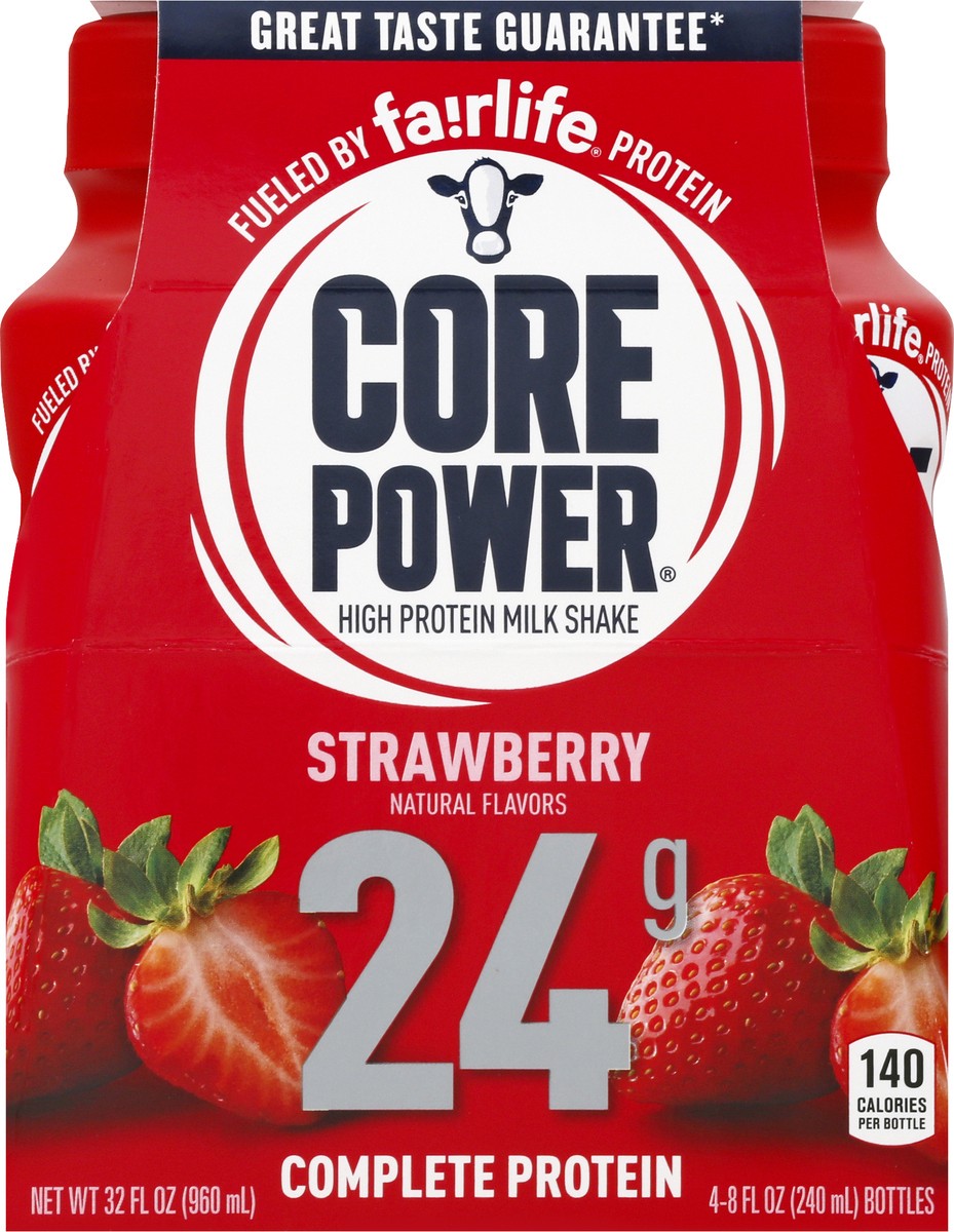 slide 8 of 10, Core Power High Protein Strawberry Milk Shake 4 ea, 4 ct