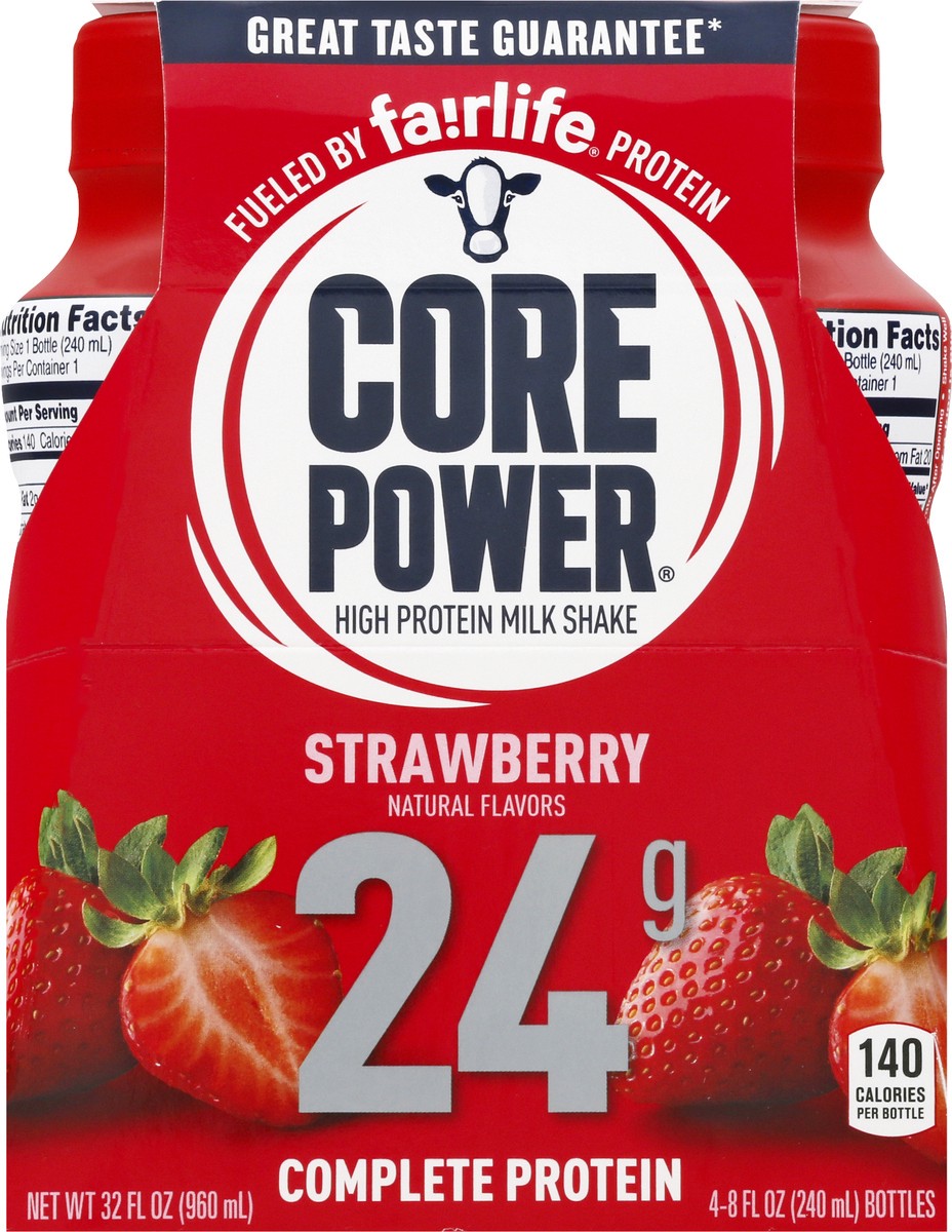 slide 9 of 10, Core Power High Protein Strawberry Milk Shake 4 ea, 4 ct