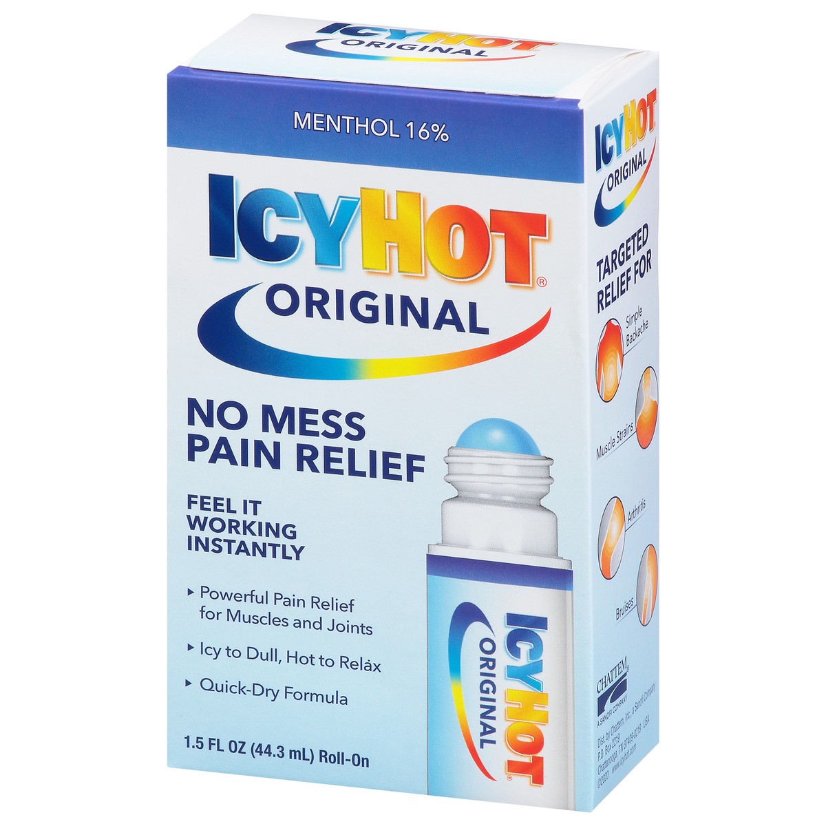slide 15 of 17, Icy Hot Original No Mess Roll-On Pain Relief 1.5 fl oz, 1.5 fl oz
