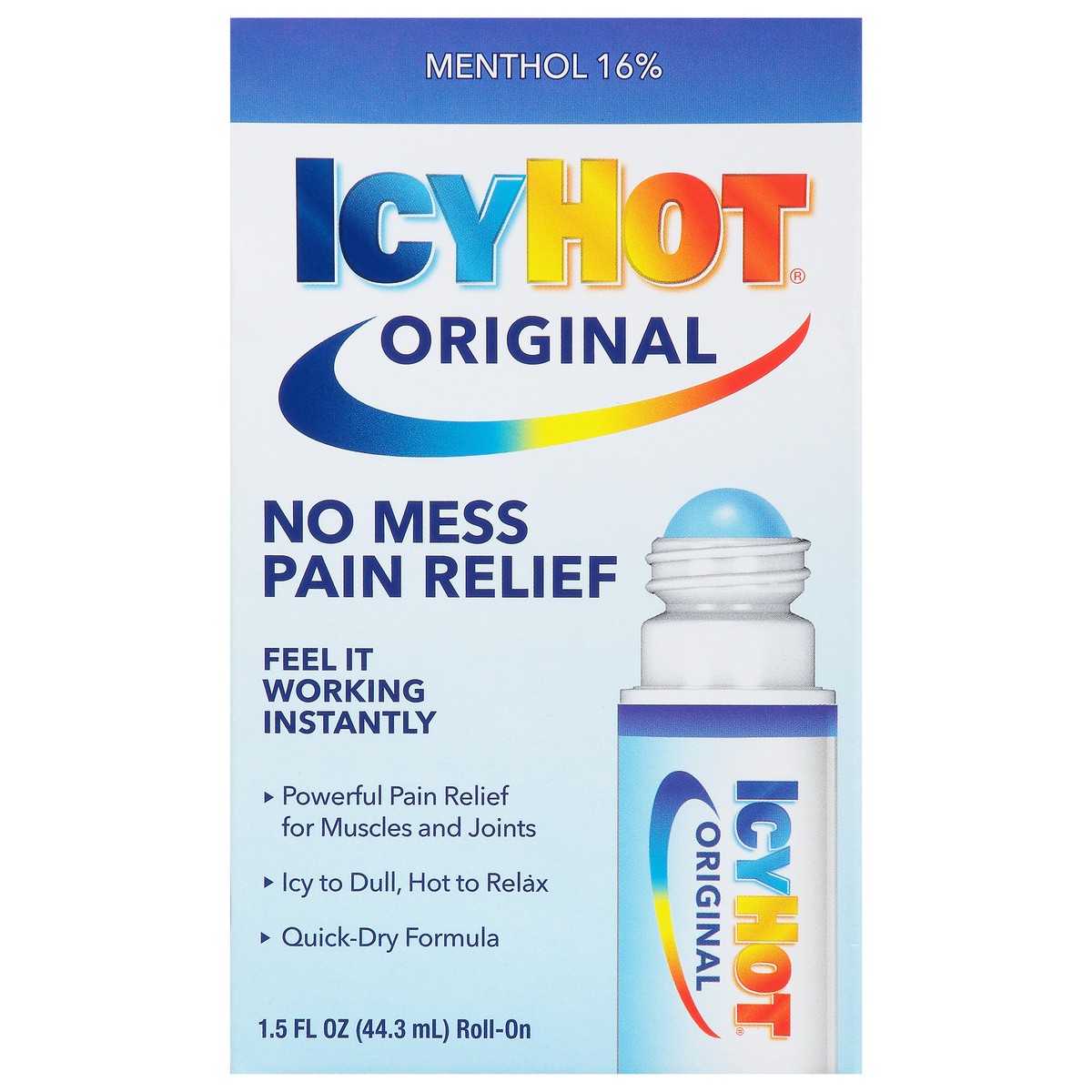 slide 17 of 17, Icy Hot Original No Mess Roll-On Pain Relief 1.5 fl oz, 1.5 fl oz