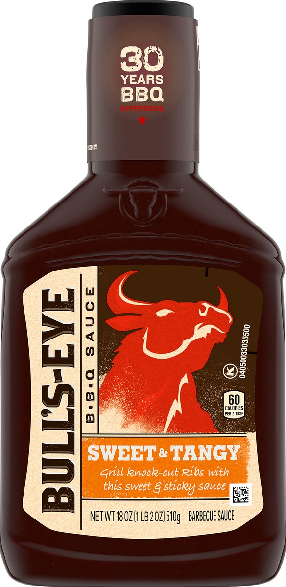 slide 9 of 11, Bull's-Eye Sweet & Tangy Barbecue Sauce 18 oz. Bottle, 18 oz