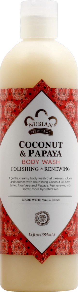 slide 3 of 7, Nubian Heritage Coconut Papaya Body Wash Polish + Renew, 13 oz, 13 oz