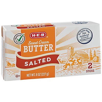slide 1 of 1, H-E-B Select Ingredients Sweet Cream Salted Butter, 2 ct
