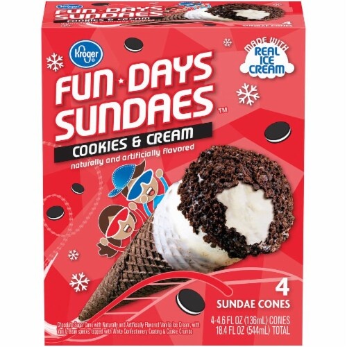 slide 1 of 1, Kroger Cookies & Cream Fund Days Sundaes, 4 ct; 4.6 fl oz