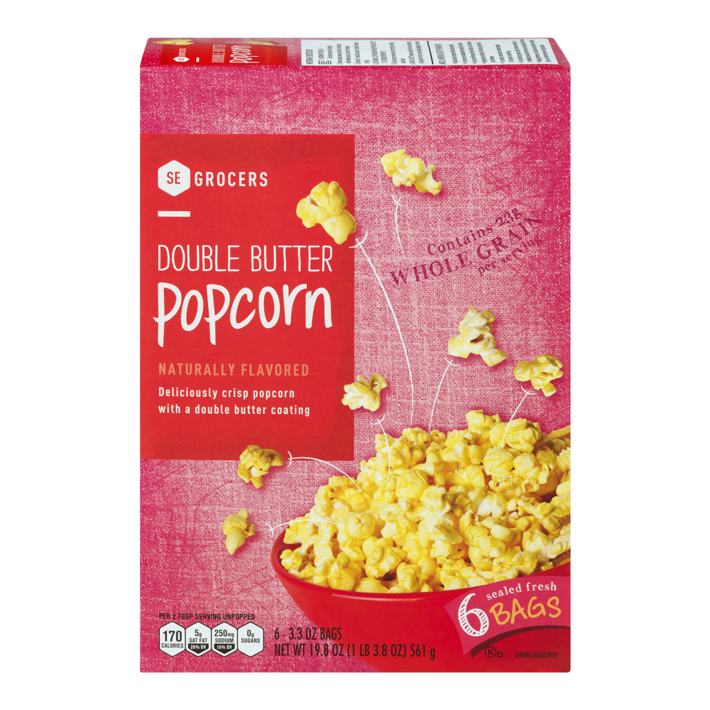 slide 1 of 1, SE Grocers Naturally Flavored Double Butter Popcorn, 6 ct