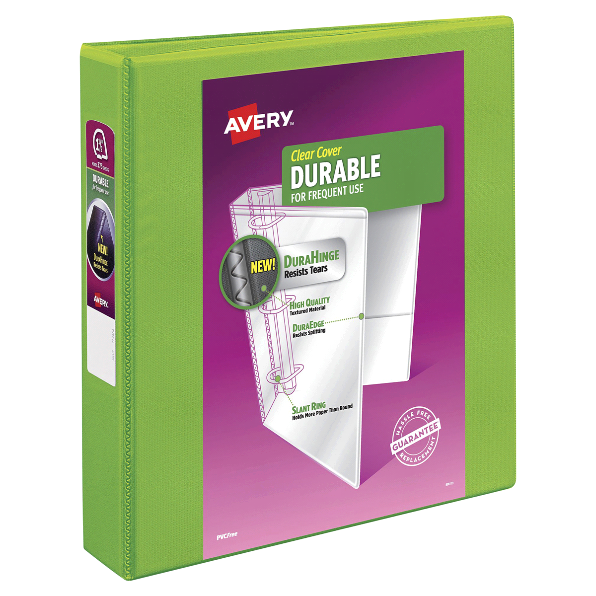 slide 2 of 2, Avery Durable View Binder with 1-1/2 Slant Rings 17835, Green, 1 ct