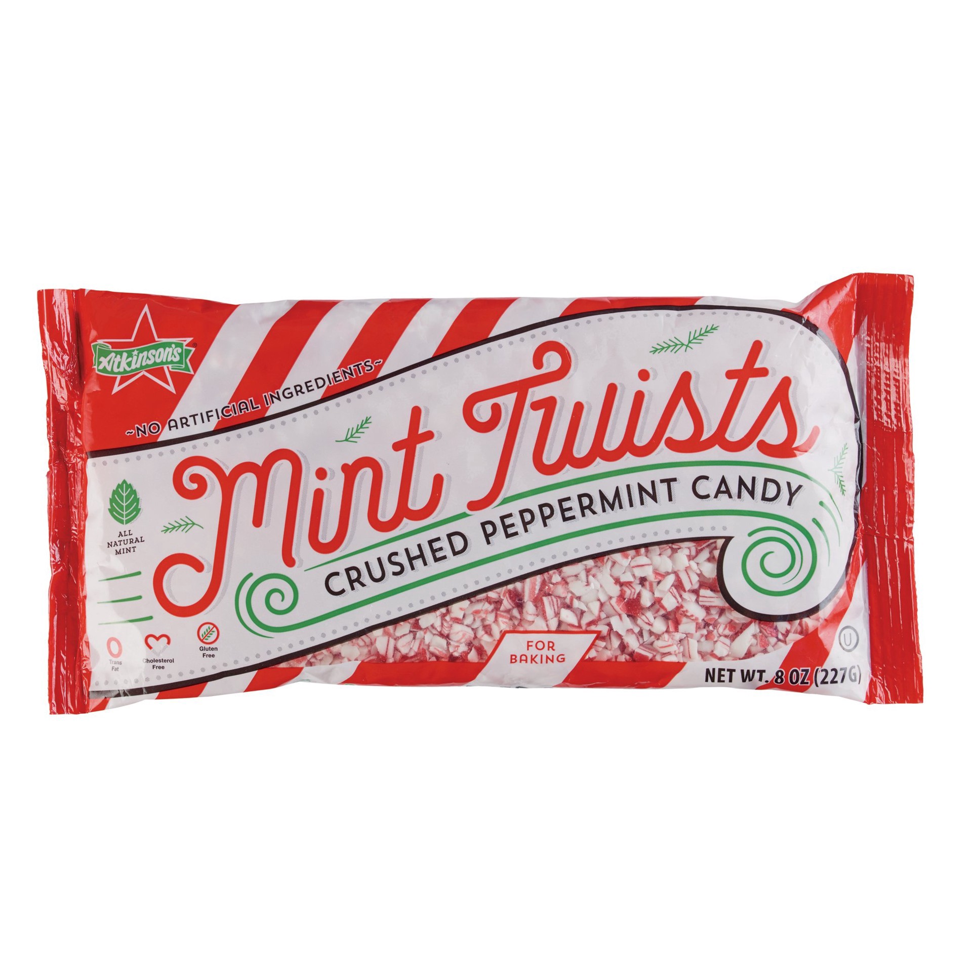 slide 1 of 1, Atkinson's Mint Twists Crushed Peppermint Candy, 8 oz