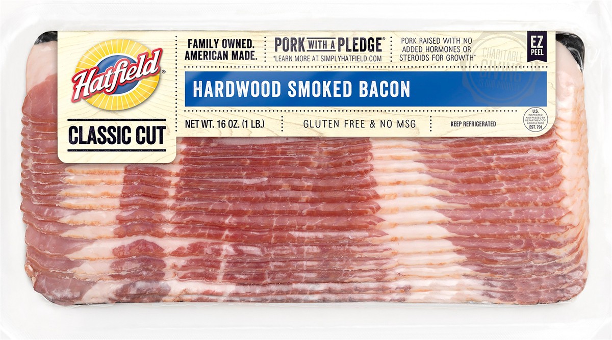 slide 2 of 7, Hatfield Hardwood Smoked Bacon, 16 oz