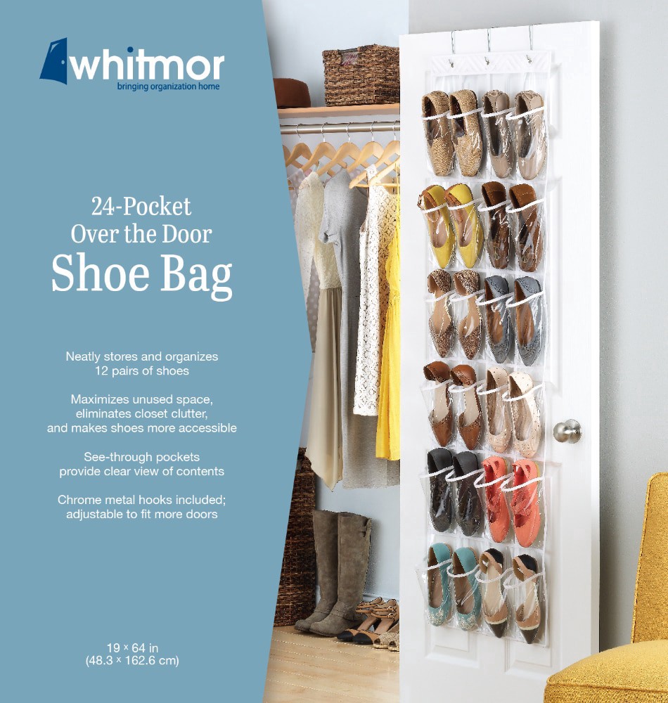 slide 3 of 3, Whitmor Over-The-Door Shoe Bag Organizer - White, 1 ct