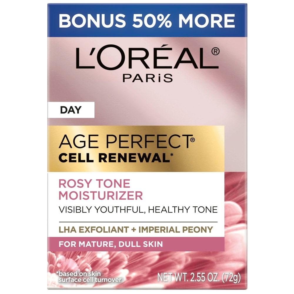 slide 1 of 1, L'Oréal Age Perfect Cell Renewal Rosy Tone Moisturizer Bonus, 2.55 oz