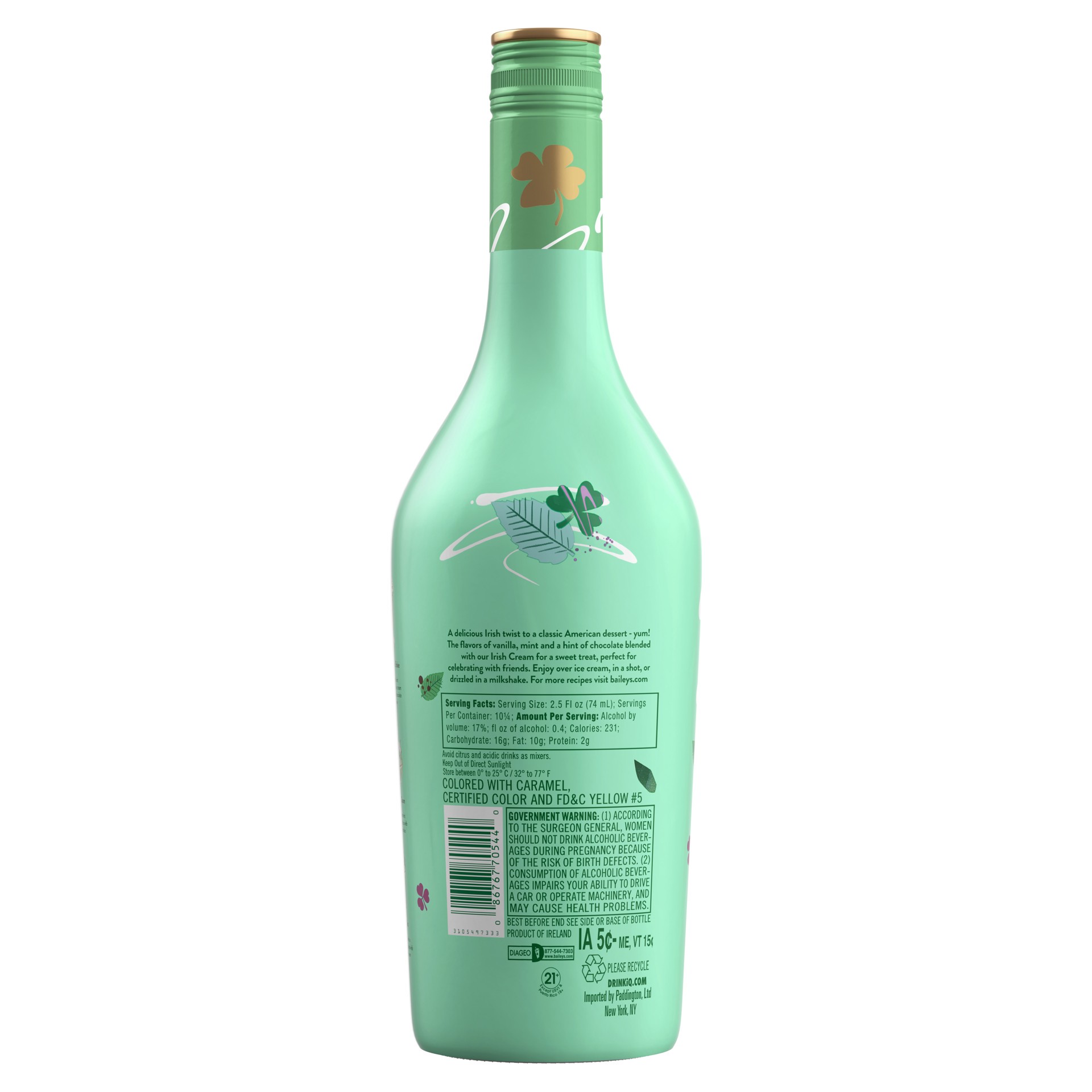 slide 4 of 8, Bailey's Baileys Vanilla Mint Shake Limited Edition Cream Liqueur Bottle, 750 ml