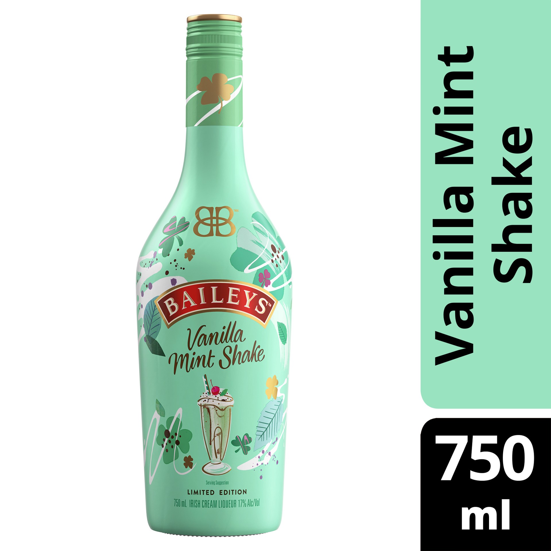 slide 8 of 8, Bailey's Baileys Vanilla Mint Shake Limited Edition Cream Liqueur Bottle, 750 ml