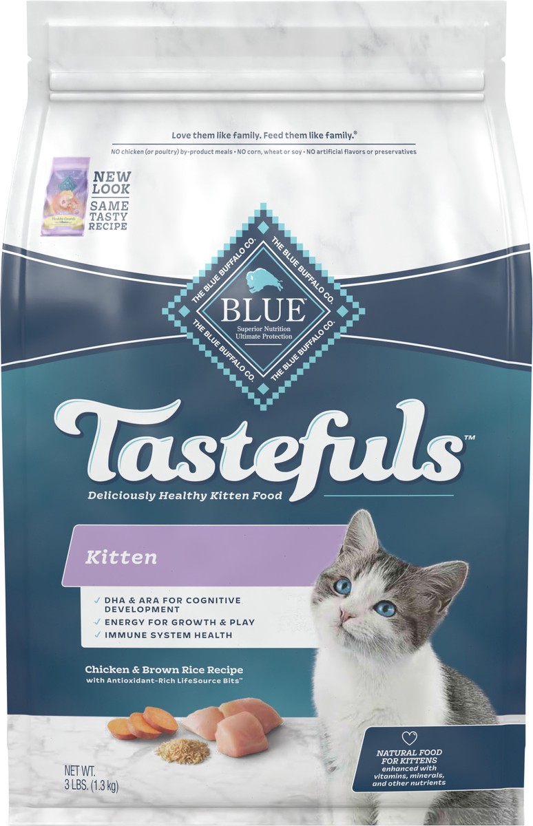 slide 3 of 6, Blue Buffalo Tastefuls Natural Dry Kitten Food, Chicken, 3 lb